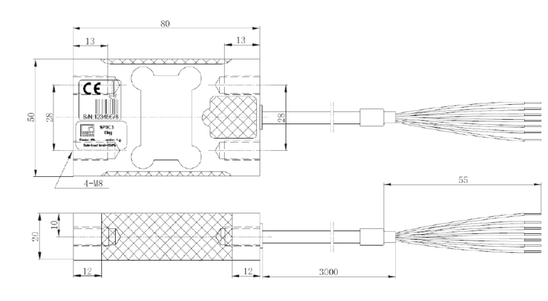 德國HBM SP8-100kg C3 單點(diǎn)稱重傳感器產(chǎn)品尺寸圖